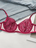 Women's sexy pink leopard print lace bra thin, breathable with steel rims push up bra daily close fitting underwear set A3131