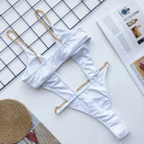 DEKA Chain Swimwear Women's New Hollow Out Metal One-piece Swimsuit High Elasticity Beach Vacation Style Halter Bikini Female