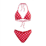 2026 Fashion Women's 2 Piece Bikini Set for Beach Pool Dots Print Swimwear Halter Bra and Low Waist Briefs Bathing Suits