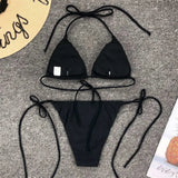 New Sexy Neon Pink Brazilian Bikini Women Swimwear Halter Swimsuit Female Two-Pieces Bikini Set Bather Bathing Suit Swim V1312