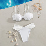 Sexy Pleate High Waist Bikini Set 2025 Women Halter Push Up Underwire Two Piece Swimsuit Summer Bathing Suit Swimwear Biquini