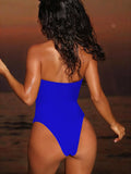 2026 Summer Women's One-piece Suit Swimwear Sexy Hollow Out Neck Lace-up Bodysuit Beachwear High Waist Push Up Bathing Suits