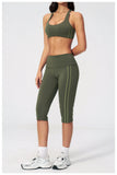 Summer Color Blocked Yoga Sets Women Slim Sports Bra High Waist Pants Fitness Suits Outwear Gym Running Push Up Workout Clothes