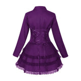 Women Double Breasted Victorian Steampunk Blazer Coat Gothic Tuxedo Tailcoat Jacket with Lace Hem Halloween Uniform Costume