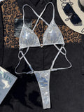 Shiny PU Leather Extreme Mini String Thong Monokini Backless Women Swimwear One Piece Swimsuit Female High Cut Bathing Suit Swim