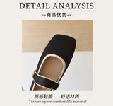 2026 New Mary Jane Shoes Woman Summer Autumn Leisure Flats Breathable Knitted Square Toe Female Daily Walking Driving Flat Shoes