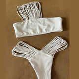 New Bandage Stripes Brazilian Bikini Swimwear Women's Swimsuit Two Piece Set Female Sexy Lace up Mujer Beachwear Summer