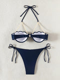 Halter Solid Bikinis 2026 Women Sexy Shell Swimsuit Push Up Pearl Swimwear Female Bathers Bathing Swimming Swim Suit Beachwear