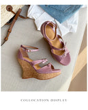 Women’s Sandals Cowhide Shoes Thick Platform Heel Sandals Elegant Lady Summer Apricot High Heel Peep Toe Buckle Sandals