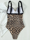 Leopard Underwired Bra Cup One Piece Swimsuit Women Swimwear Female High Cut Leg Monokini Push Up Bathing Suit Swim Bodysuit