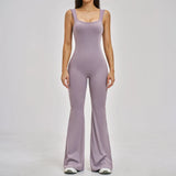Slimming Yoga Jumpsuits Women Hollow Out Ruffles Backless Sportswear Fitness Back Hip-Lifting Leggings One-Piece Gym Bodysuits