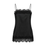 Women Camisoles Solid Color Lace Trim Spaghetti Strap Casual Tank Tops Summer Fashion Sleeveless Vests Streetwear