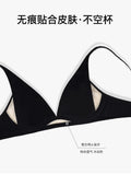 French Triangle Bra Rabbit Ear Cup, Deep V Wireless Bralette for Small Bust, No Gap Sexy Lingerie Set, Breathable Summer Thin