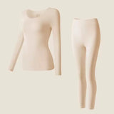 Spring & Autumn Skin-Friendly Top Set Ultra-Thin Seamless Nude Feel High Stretch Long Sleeve Thermal Underwear Women's Base Laye