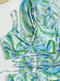 3 Pieces Sexy Print Bikini 2026 Women High Waist Swimsuit & Kimono Swimwear Female Lady Bathing Suit Swimming Summer Beachwear