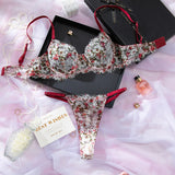 French retro lace underwear set sexy push-up bra erotic underwear