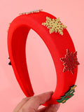 1PC Women Crystal Headbands for Girls Christmas Pearl Star Headband Holiday Hairbands Girls Christmas Party Hair Accessories
