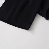 Fashion Casual Round-neck Puff Sleeve Knitted Top Women Black Puff Sleeve Knit T Shirt Crew Neck Short Sleeved Casual Top 99K0