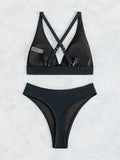 S - XL Cross Back Mini Micro Thong Bikini Female Swimsuit Women Swimwear Two-Pieces Bikini Set Bather Bathing Suit Swim V5022