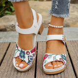 Women's Peep Toe Hihg Heel Sandals 2026 Gladiator Shoes Chunky Heel Platform Women's Sandals Flower Ladies Heeled Shoes