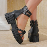Rome Ankle Buckle Platform Sandals Women Plus Size 43 Cover Heel Thick Bottom Gladiator Sandalias Mujer Anti Slip Summer Sandles