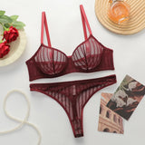 Women's Sexy Embroidered Lace Underwear With Steel Rims Push Up Breathable And Comfortable Close Fitting Underwear Set YS2864