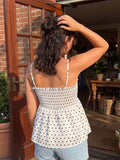 Women Summer Camisole Tops Dots Print Spaghetti Strap Bow Babydoll Vest for Party Club Daily Tank Tops
