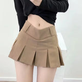 2024 Autumn Cute Aesthetic Y2k Micro Skirts High Waist Harajuku Streetwear Mini Skirt Sexy A-line V Waist Design Pleated Skirts