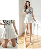 Women High Waist Pleated Skirt with Safety Shorts, Black A Line Mini Skort for Casual Office School Style Outfits
