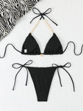 2026 Halter String Triangle Bikini Women Sexy Swimwear Female Mesh Swimsuit Solid Bathers Bathing Swimming Swim Suit Beachwear