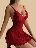 Transparent Sexy Underwear Women Nightdress Teddy Suspender Night Dress Erotic Set Plus Size Deep V Dress Hot Lingerie &Thong