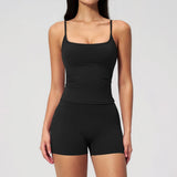 2 Piece Shaved Yoga Sets Women Hip Lifting Shorts Fitness Suit Outdoor Leisure Running Slimming Sports Vest Workout Tracksuit