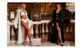 White Mesh Long Robe for Women Sexy See Through Sleepwear Plus Size Ruffled Belted Nightgown Lingerie
