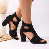 Fashion Square Toe Open Toe One Strap Non-slip Wear-resistant Temperament High Heels Women's Block Heel Sandals