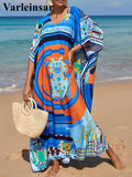 2026 New Colorful Kaftan Tunic Beach Dress Beach Wear Beachwear Beach Cover Up Cover-upsLoose Maxi Dress Female Women V4428