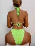 9 Colors Sexy Bikini Women Luxe Crystal Diamond Metal Chain Pit Striped Swimwear Swimsuit Bikinis Set Bathing Suit Beach Bikini