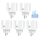 5PCS Smart Socket EU 20A Wifi Smart Plug With Power Monitoring Works with Tuya Smart Life APP Remote Control