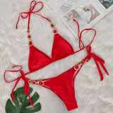 DEKA Sexy Halter Metal Chains Diamond Bikini Set Shiny Rhinestone Bikini Women Swimsuit Female Swimwear Bathing Suit Swim