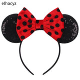 2025 Chic Disney Embroidery Sequin Minnie Ears Headband DOT Bow Hairband Girls Women Party Head Wear Kids DIY Hair Accessories