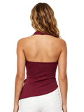 2026 Summer Women's Halter Tank Tops Deep V Neck Side Tie Wrap Vest Daily Casual Going Out Sleeveless Shirts