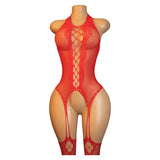 Desire Night EroticOpen Back Bras BodySuits Hanging Neck Bodystockings Crotchless Lingerie Women Sexy Mesh Hollow Underwear Set