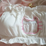 Japanese Anime Cat Girl Cosplay Bra Panties Set Women Sexy Lingerie Underwear Intimates Kawaii Lolita Hollow Out Kitty Nightwear
