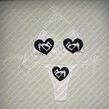 Y2k Style Letter Print Bikini Set Sexy Thong Swimsuit Two Pieces Bathing Suit Punk Gothic Fashion Women Swimwear 2000s Emo Girls