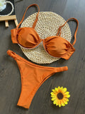 Sexy Steel bracket Solid color Bikini Set Women's Swimsuit Two-piece Triangle Swimwear Bathing Suit Brazilian Biquinis