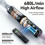 17000PA Car Vacuum Cleaner with Brushless Motor Handheld Vacuum Portable Cordless Compressed Air Duster for Car Home Office Pet