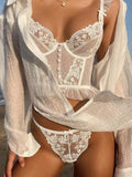 Tanga Dentelle Française Noël Pure Desire Transparent Fente Haute Sans Retirer Érotique T Pant Confort Taille S-XL MOYISU AB