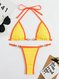 Pearl Thong Bikinis 2025 Women Sexy Triangle Swimsuit Solid Brazil Swimwear Female Padded Bathing Swimming Suit Beachwear Summer