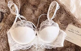 MOYISU French Pure Lace Bralette Petite Bra Set, AABB Cup with Removable Straps & Thin Push Up Pads, Soft Underwire Sexy Women's