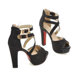 Women's Sandals Summer New Style Fashion Fish Mouth Open Toe Buckle Thick Heel High Heel Women's Shoes Plus Size 33-43 High 11cm