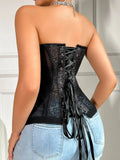 Spring Summer Sexy Hollow Out Waist Fishbone Strapless Shaping Top Slim Lace Corset Transparent Body Shaping Underwear G9N8